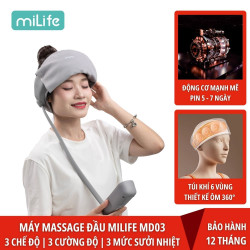 Máy massage đầu miLife MD03 sưởi nhiệt 3 cấp - Bóp đầu 3 mức