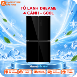 Tủ lạnh Dreame 600L Dual inverter DRC600WGB4VN – 4 cánh mặt kính, đông mềm, kháng khuẩn thông minh